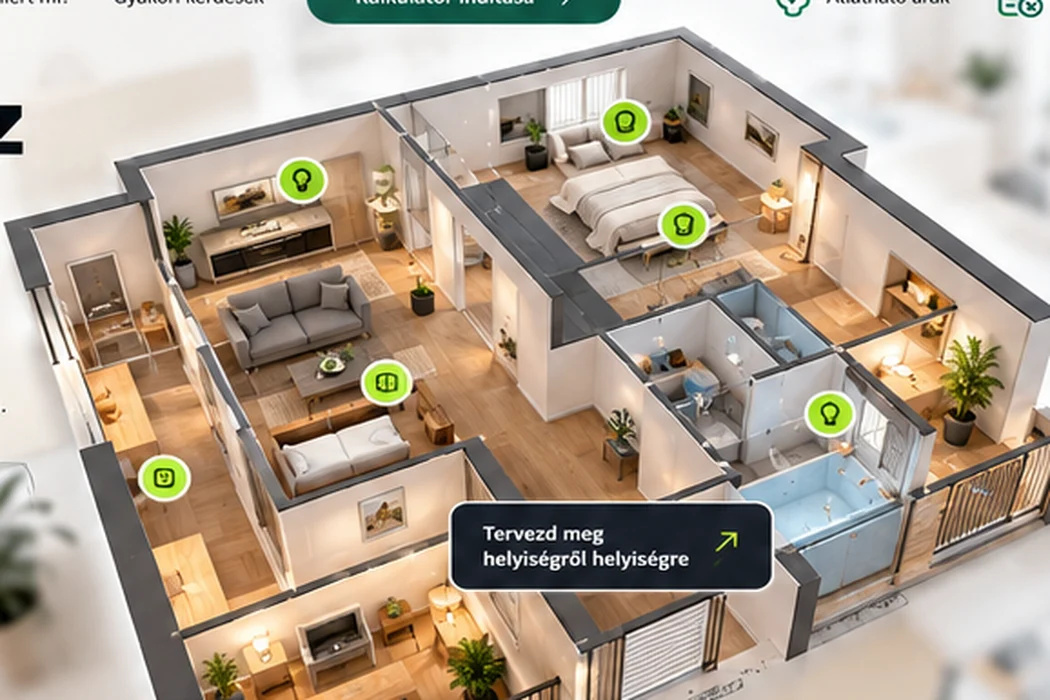 Modern otthon és villanyszerelési tervezés – illusztráció